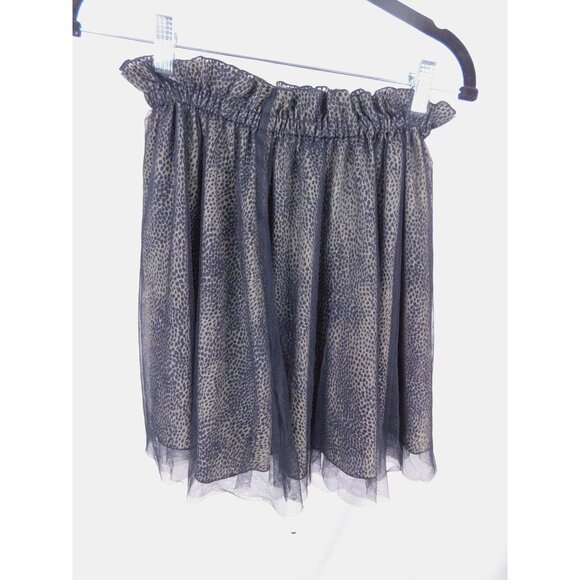 Leopard Print Tulle Skirt Womens Size F One Size Black Sheer Mini Elastic Waist - Picture 4 of 11